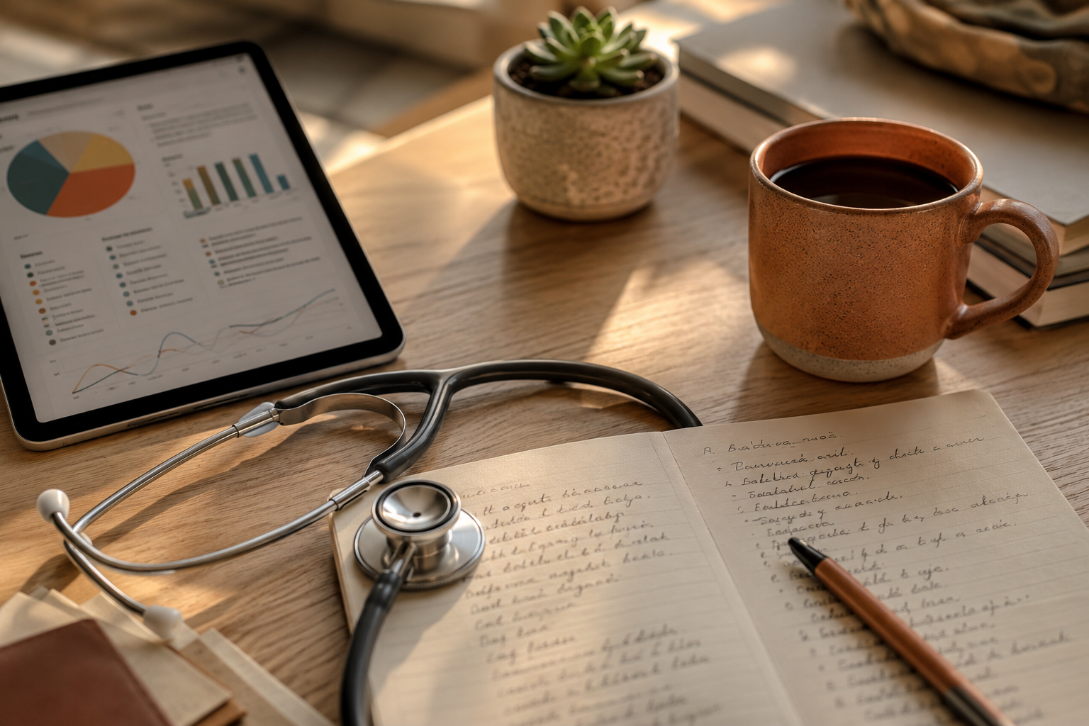 Warm clinical workspace
